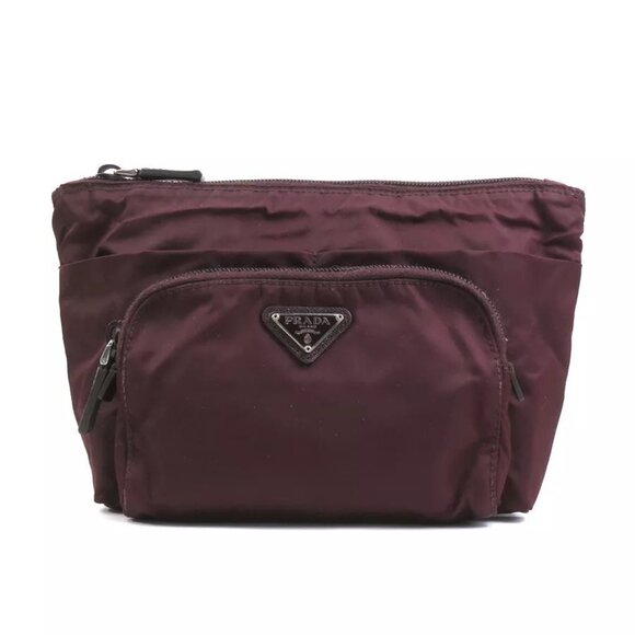 Auth PRADA Pouch Multicase Bordeaux Nylon/Silvertone - e60141a - Picture 1 of 16